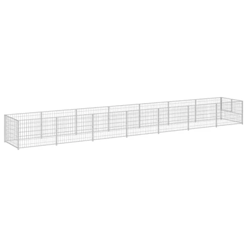 Ezüstszínű acél kutyakennel 7 m²