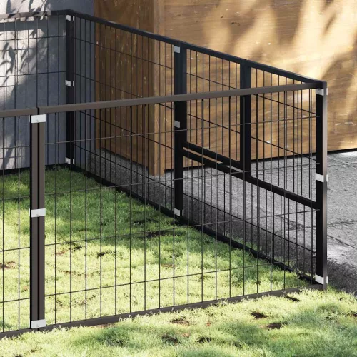 Fekete acél kutyakennel 6 m²