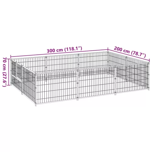 Fekete acél kutyakennel 6 m²