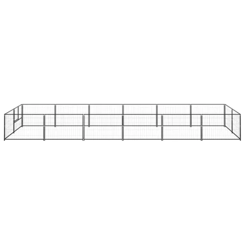 Fekete acél kutyakennel 12 m²