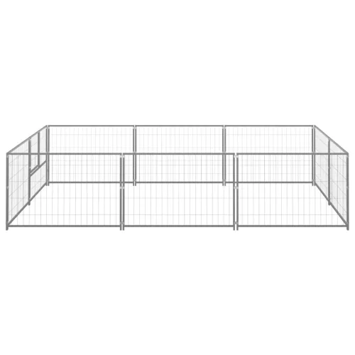 Ezüstszínű acél kutyakennel 6 m²