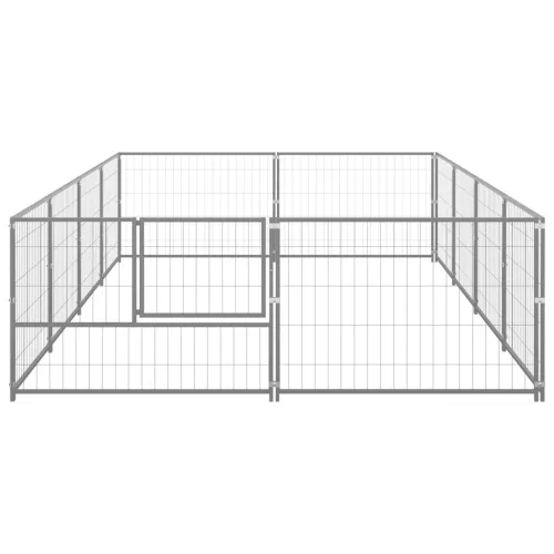 Ezüstszínű acél kutyakennel 8 m²