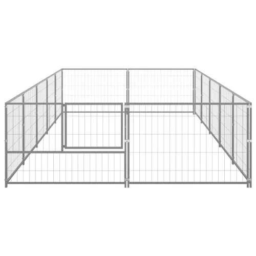 Ezüstszínű acél kutyakennel 10 m²