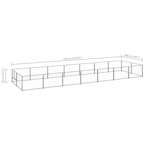 Ezüstszínű acél kutyakennel 14 m²