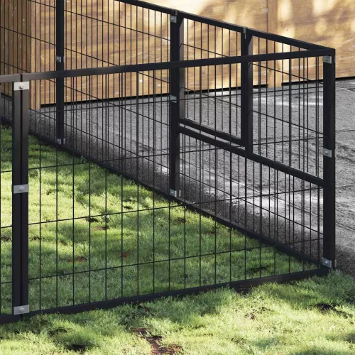 Fekete acél kutyakennel 24 m²
