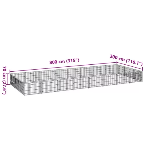 Fekete acél kutyakennel 24 m²
