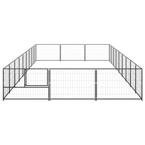 Fekete acél kutyakennel 27 m²