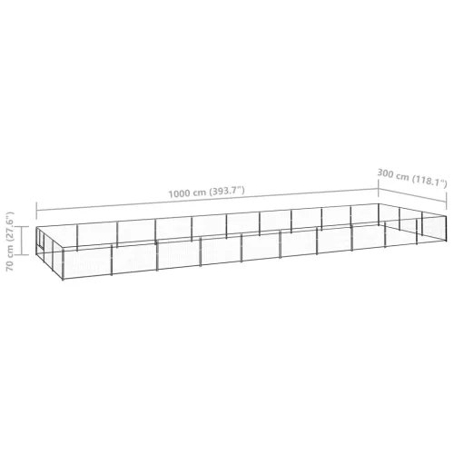 Fekete acél kutyakennel 30 m²