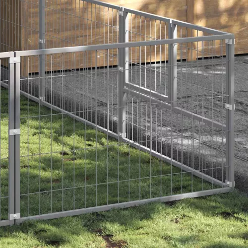 Ezüstszínű acél kutyakennel 15 m²