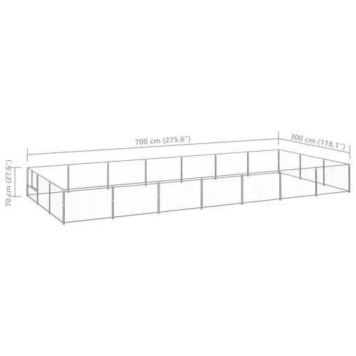 Ezüstszínű acél kutyakennel 21 m²