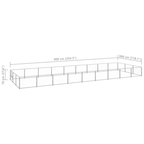 Ezüstszínű acél kutyakennel 27 m²