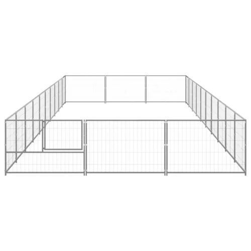 Ezüstszínű acél kutyakennel 30 m²