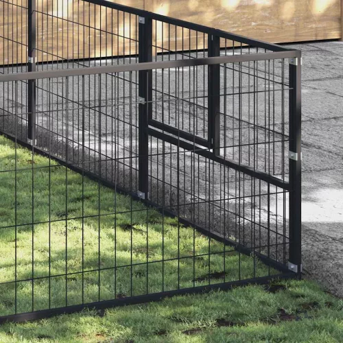 Fekete acél kutyakennel 24 m²