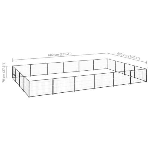 Fekete acél kutyakennel 24 m²