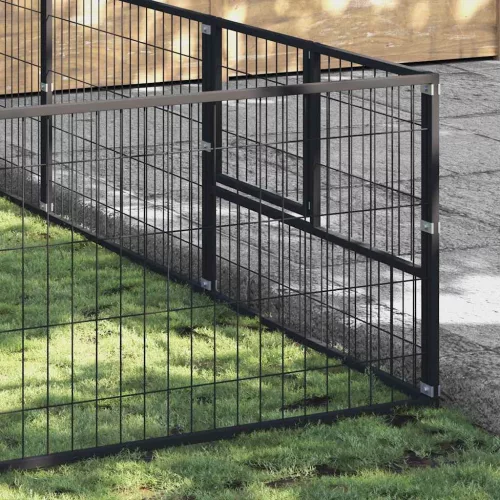 Fekete acél kutyakennel 36 m²