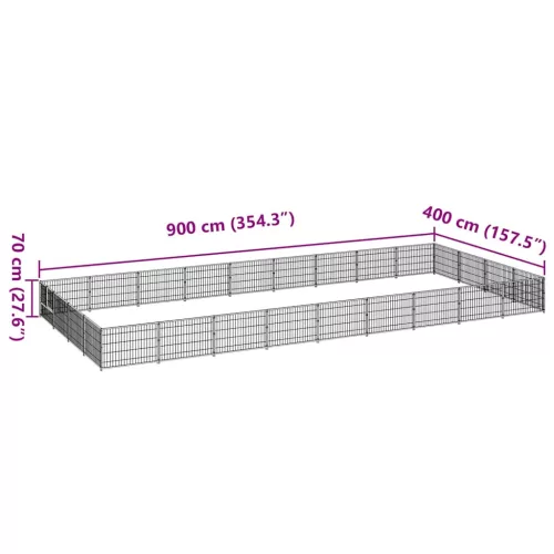 Fekete acél kutyakennel 36 m²