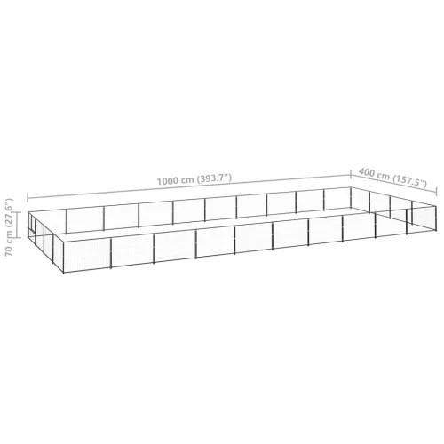 Fekete acél kutyakennel 40 m²