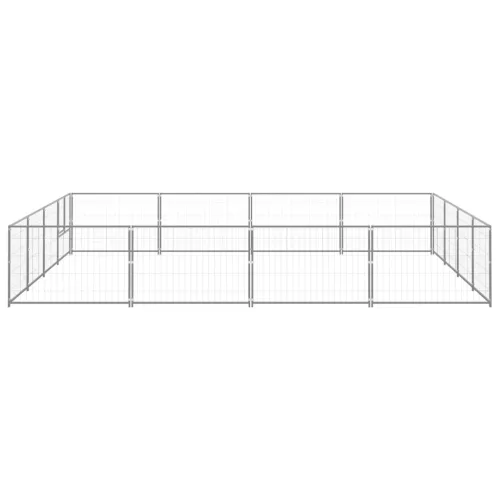 Ezüstszínű acél kutyakennel 16 m²