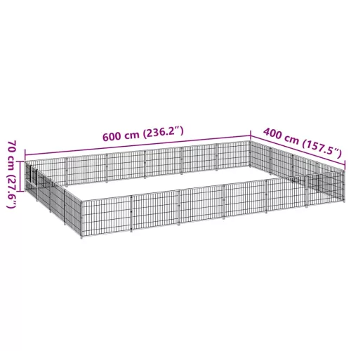 Ezüstszínű acél kutyakennel 24 m²