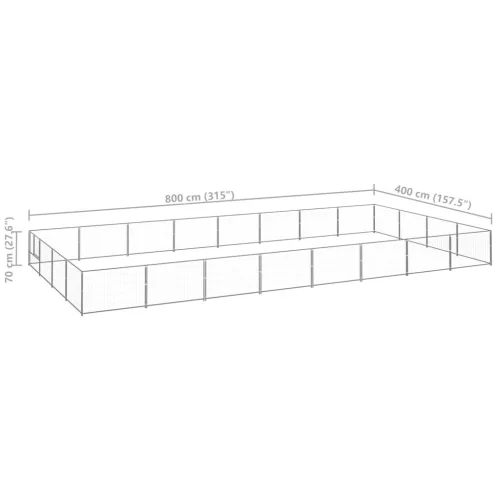 Ezüstszínű acél kutyakennel 32 m²