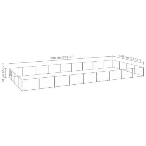 Ezüstszínű acél kutyakennel 36 m²