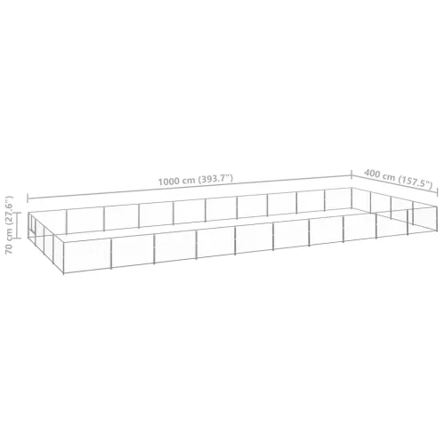 Ezüstszínű acél kutyakennel 40 m²
