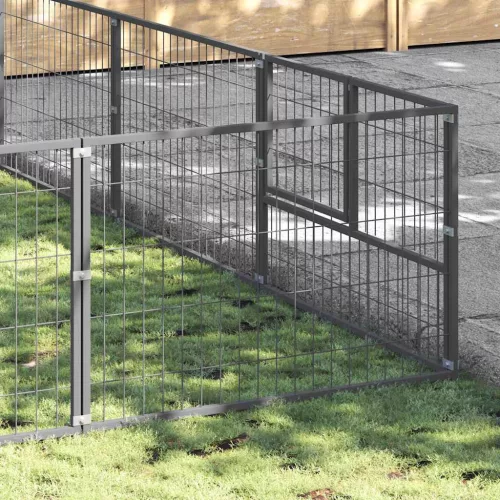 Ezüstszínű acél kutyakennel 25 m²