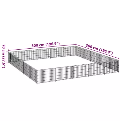 Ezüstszínű acél kutyakennel 25 m²