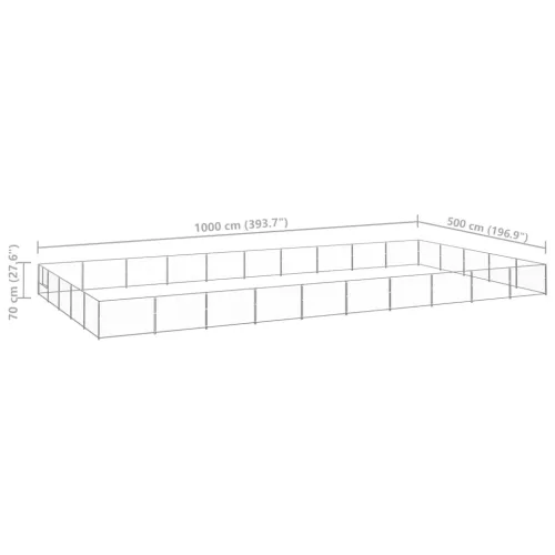 Ezüstszínű acél kutyakennel 50 m²