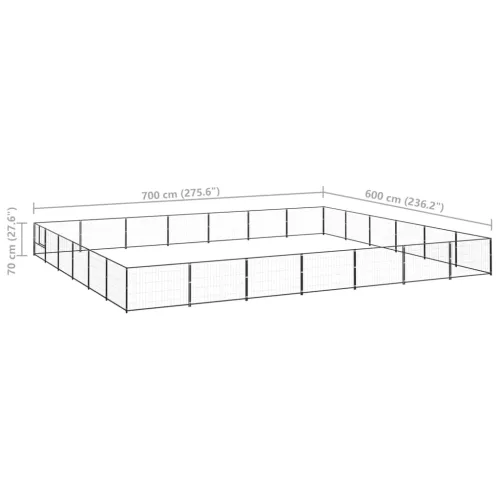 Fekete acél kutyakennel 42 m²