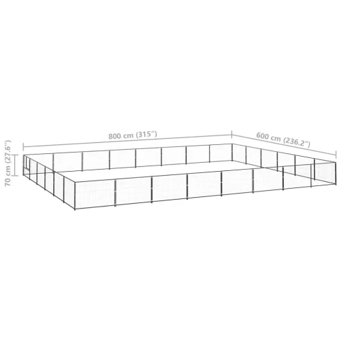 Fekete acél kutyakennel 48 m²