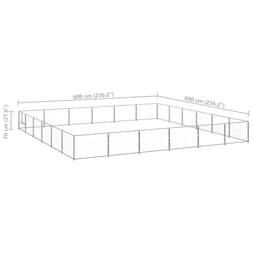 Ezüstszínű acél kutyakennel 36 m²