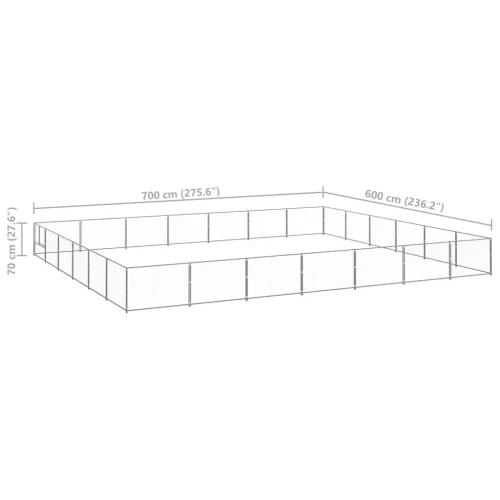 Ezüstszínű acél kutyakennel 42 m²