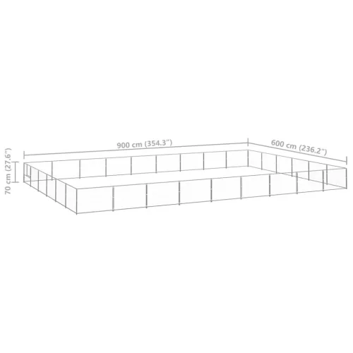 Ezüstszínű acél kutyakennel 54 m²