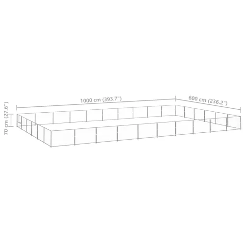 Ezüstszínű acél kutyakennel 60 m²