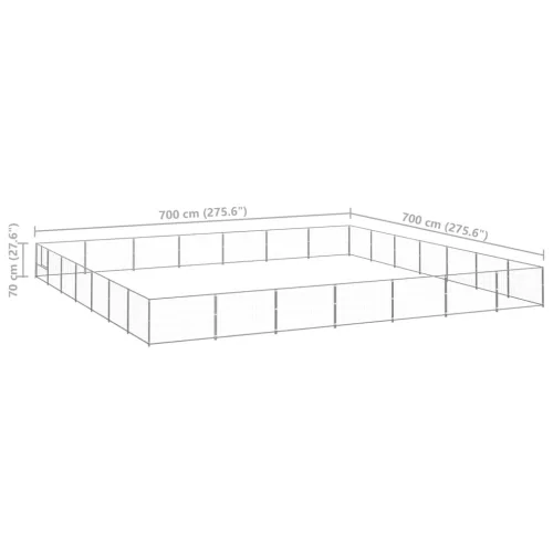 Ezüstszínű acél kutyakennel 49 m²