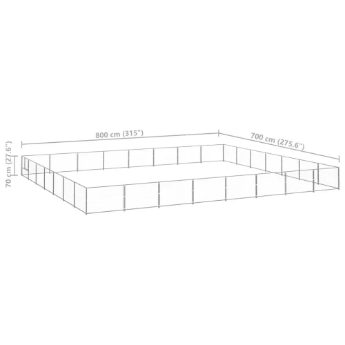 Ezüstszínű acél kutyakennel 56 m²