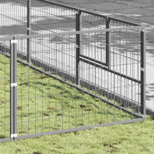 Ezüstszínű acél kutyakennel 63 m²