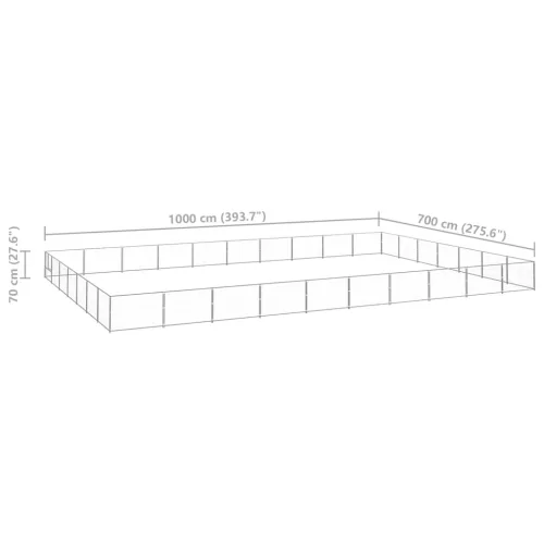 Ezüstszínű acél kutyakennel 70 m²