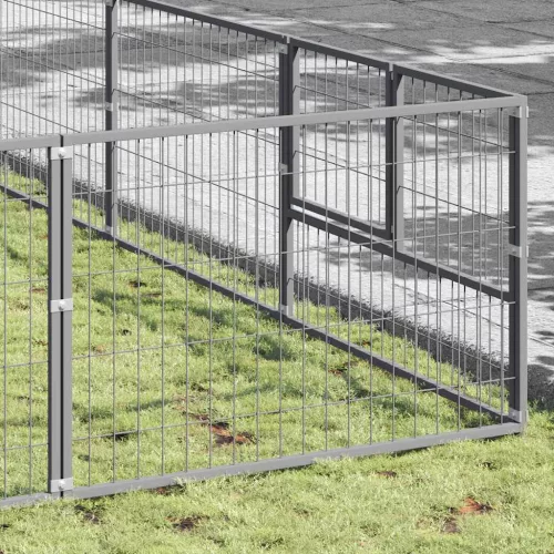 Ezüstszínű acél kutyakennel 80 m²
