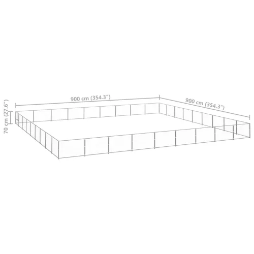 Ezüstszínű acél kutyakennel 81 m²