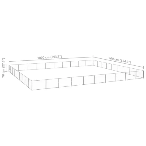 Ezüstszínű acél kutyakennel 90 m²