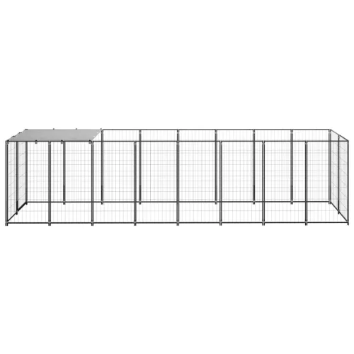 Fekete acél kutyakennel 4,84 m²