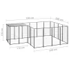 Fekete acél kutyakennel 6,05 m²