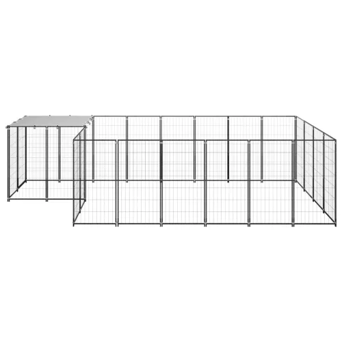 Fekete acél kutyakennel 8,47 m²