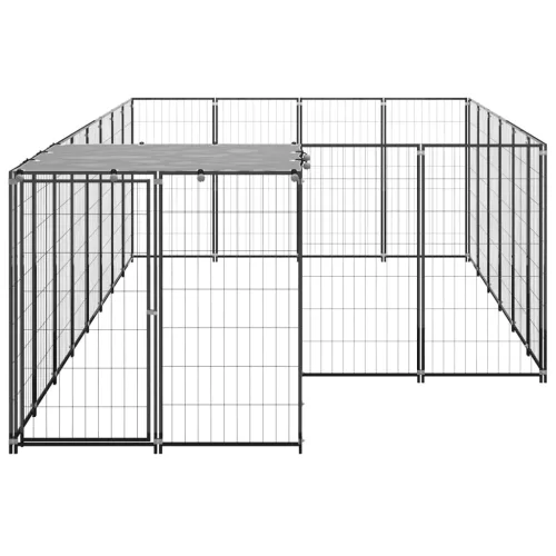 Fekete acél kutyakennel 8,47 m²