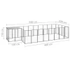 Fekete acél kutyakennel 10,89 m²