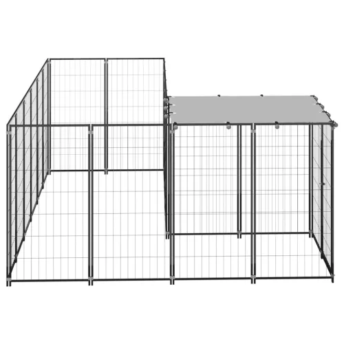 Fekete acél kutyakennel 4,84 m²