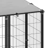 Fekete acél kutyakennel 4,84 m²