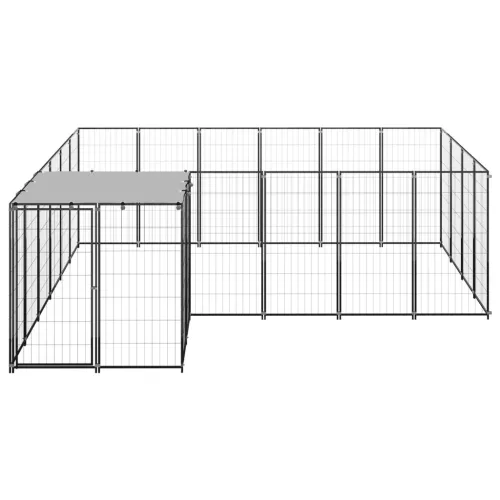 Fekete acél kutyakennel 8,47 m²
